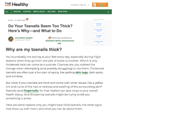 TheHealthy.com: Do Your Toenails Seem Too Thick? Here's Why - and What to Do