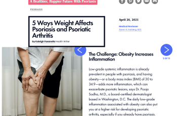 HealthCentral article '5 Ways Weight Affects Psoriasis and Psoriatic Athritis'